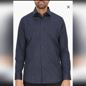 SCOTCH & SODA men's dot print black cotton stretch collar shirt Large